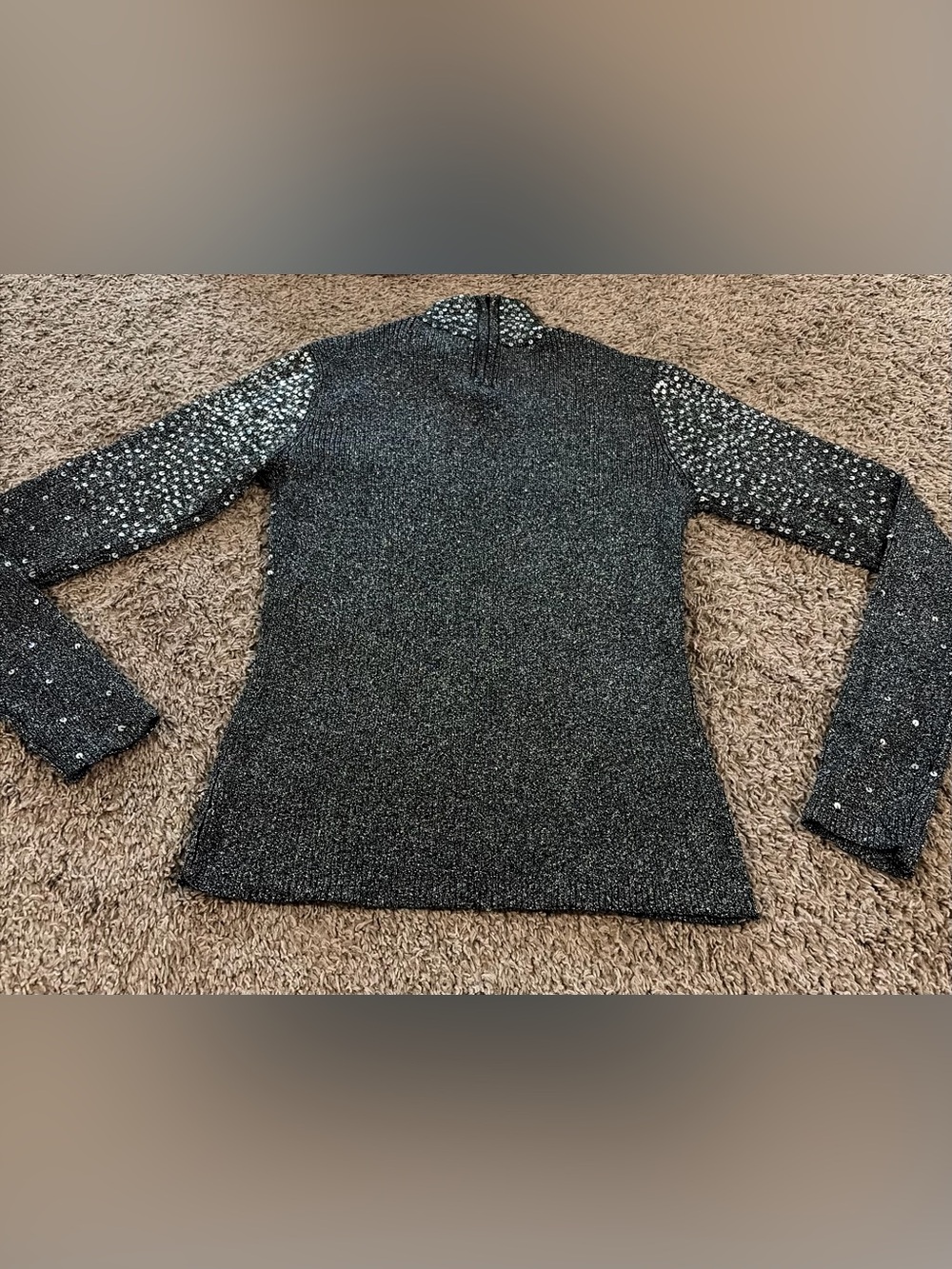 Women’s Dressbarn Midnight Glam Sequined Mock Neck Top Size Small - Picture 9 of 9